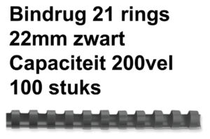 BINDRUG GBC 22MM 21RINGS A4 ZWART