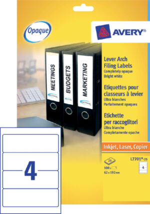 RUGETIKET AVERY BREED 62X192MM ZELFKLEVEND WIT