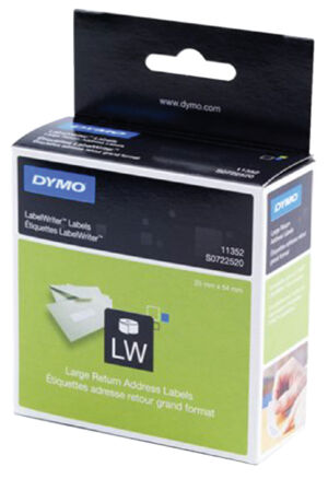 LABEL ETIKET DYMO 11352 25MMX54MM RETOUR WIT