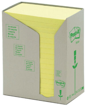 MEMOBLOK 3M POST-IT 655 76X127MM RECYCLE GEEL