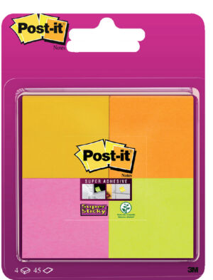 MEMOBLOK 3M POST-IT 6910 SUPER STICKY 51X51MM ASS